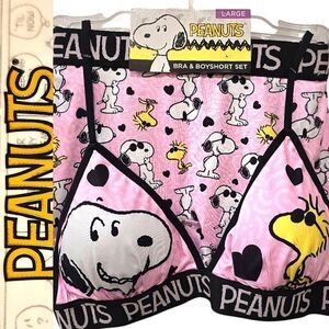 Peanuts Love Snoopy & Woodstock Triangle Bralette & Boyshort Set